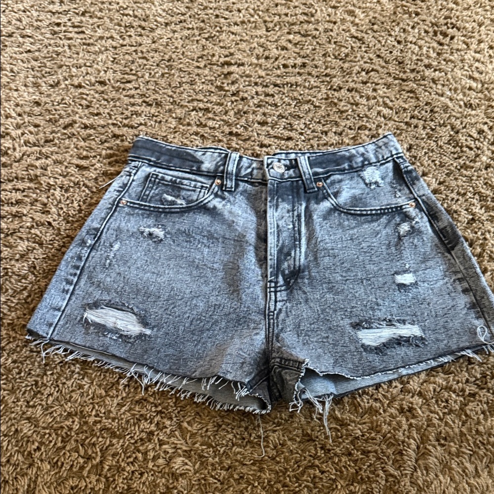 NWT wild fable Acid Wash Gray Distressed High-Rise Jean Shorts